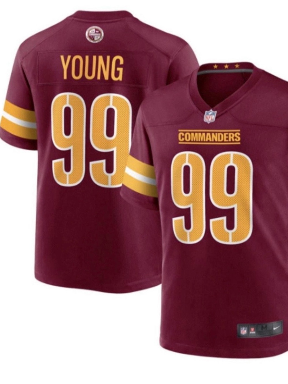 Nike Burgundy and Gold Football Jersey - #99 Young